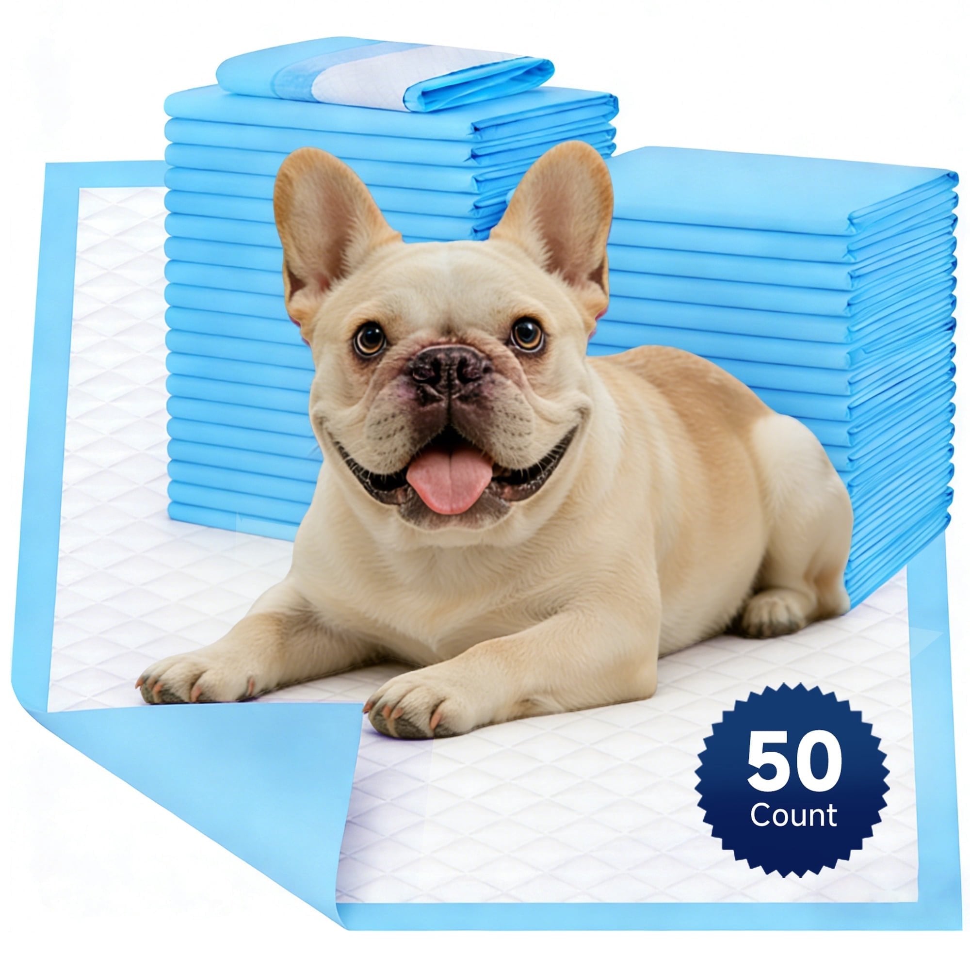 Woonono Puppy Pads Training Pads,Super Absorbent,L,22"X 22",50 Count Disposable Dog Pee Pads