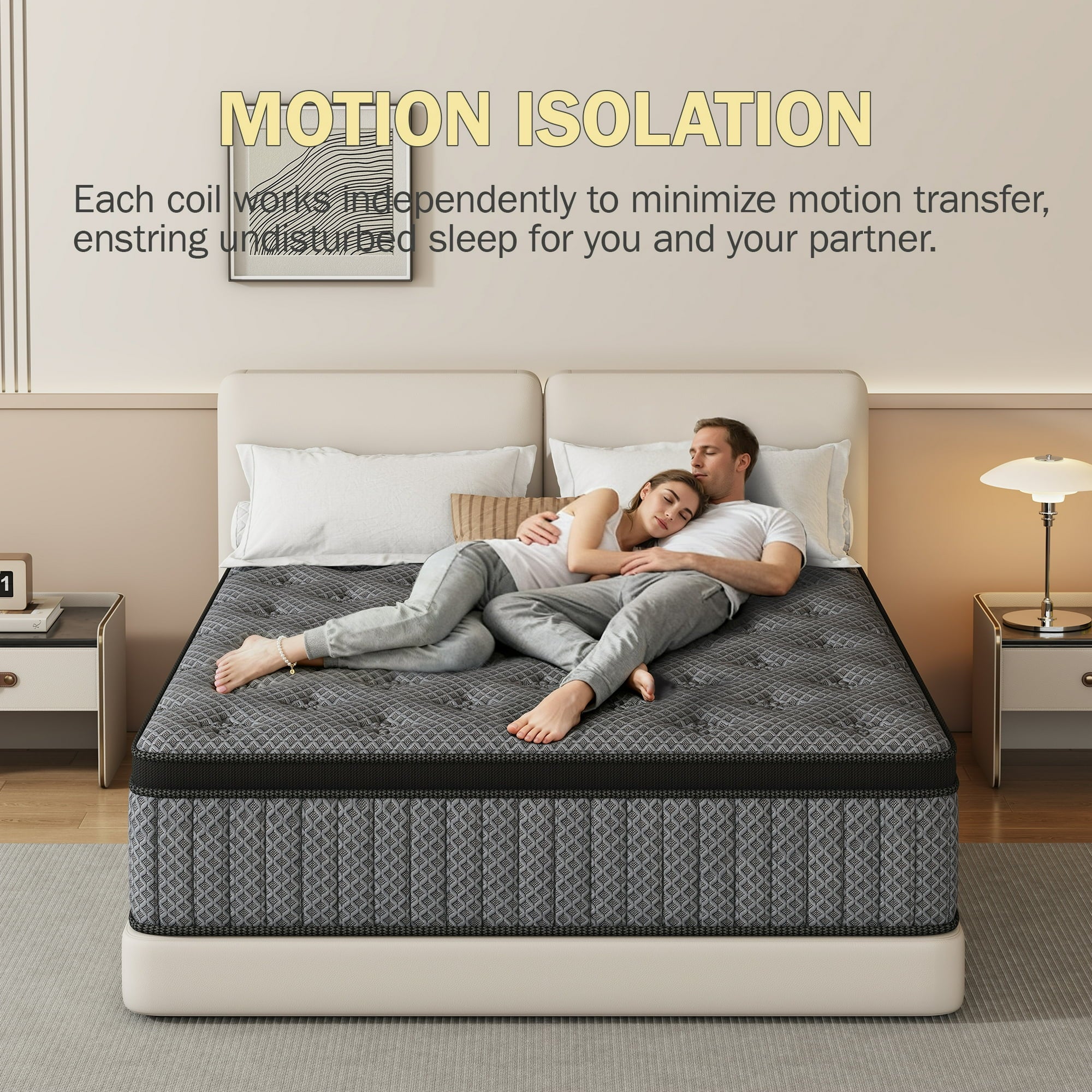 HIKOS 14 inch Twin Mattress in a Box, Cooling Gel Memory Foam Hybrid Mattress with Individually Wrapped Pocket Coils, Medium Firm Twin Size Mattress, Pressure Relief for Adult
