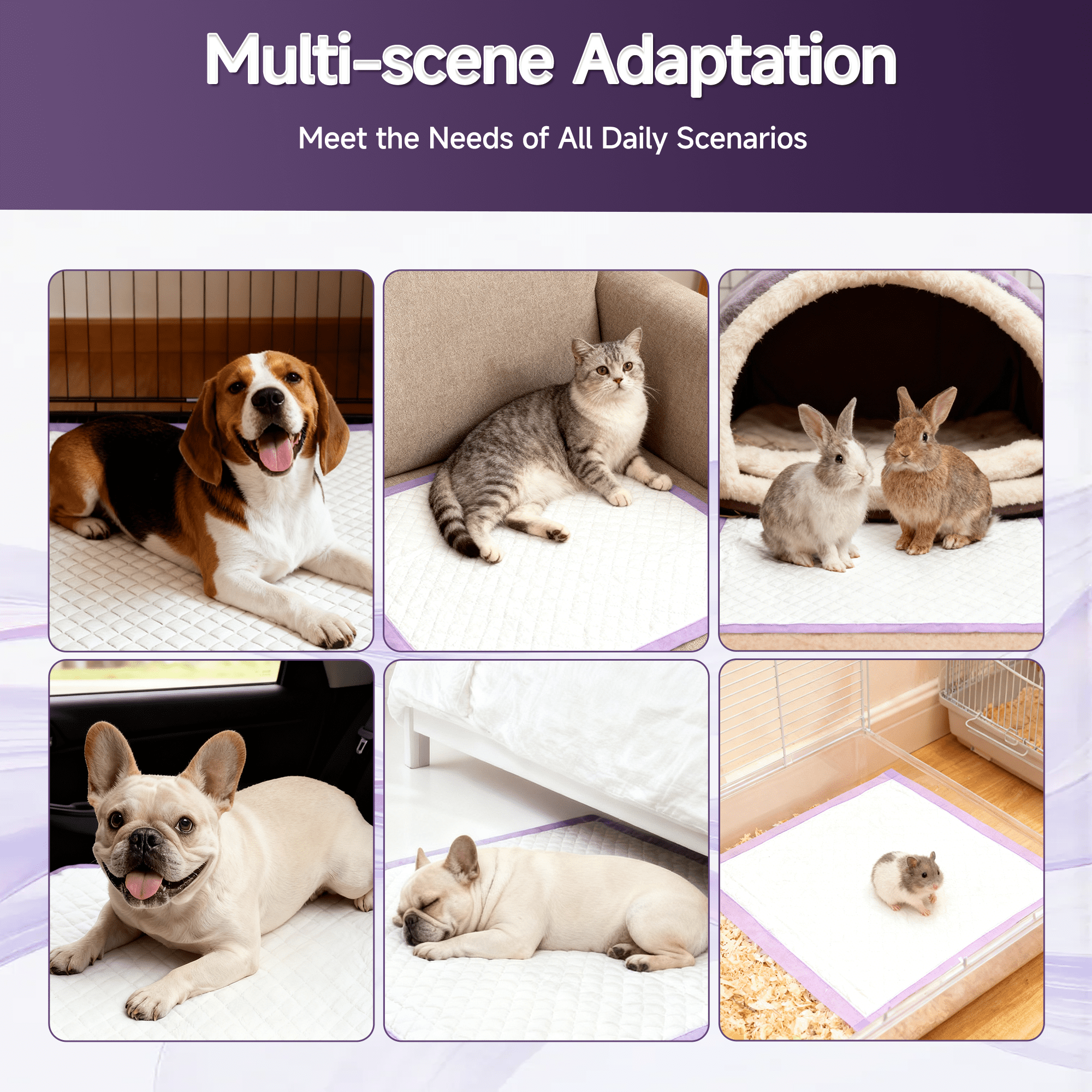 Woonono Puppy Pads Training Pads, Lavender,22 in x 22 in, 50 Count Disposable Dog Pee Pads
