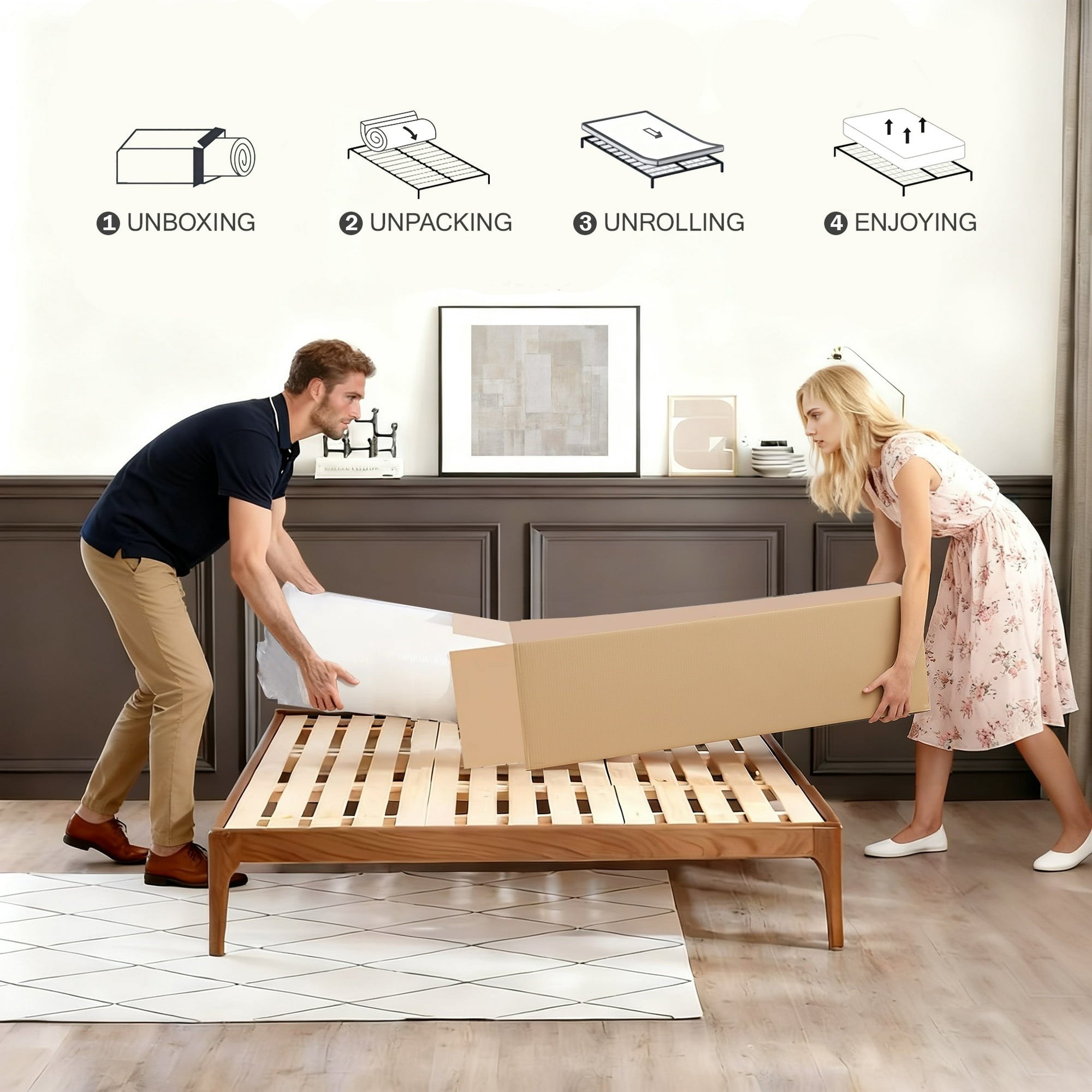 HIKOS 14 inch Twin Mattress in a Box, Cooling Gel Memory Foam Hybrid Mattress with Individually Wrapped Pocket Coils, Medium Firm Twin Size Mattress, Pressure Relief for Adult