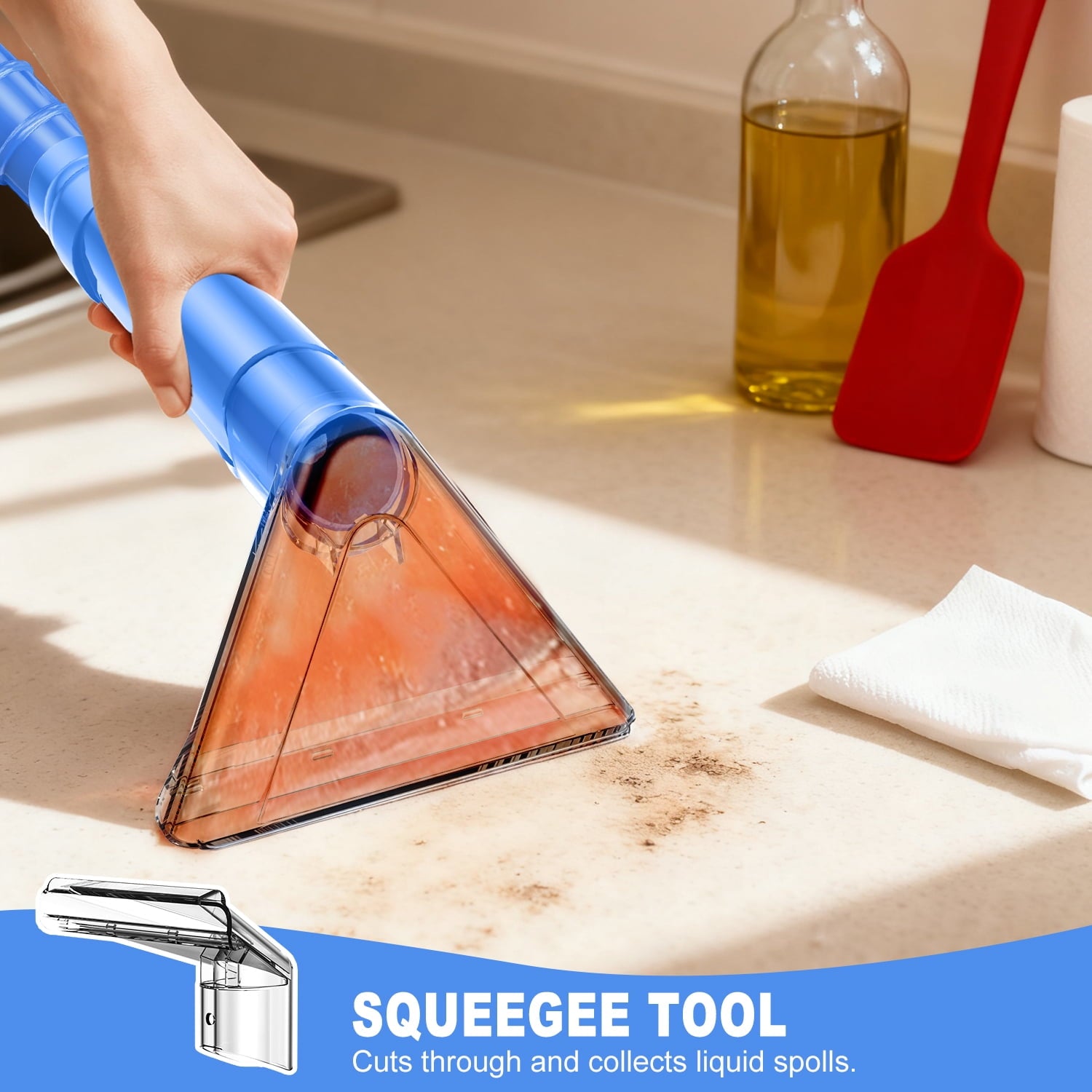 SUXIANGVAC Portable Carpet and Upholstery Spot Cleaner Machine, 30Kpa Powerful Suction with 5 Cleaning Tools, 17oz Cleaning Solution, Lightweight Compact Design, Deep Clean for Car, Home, Blue