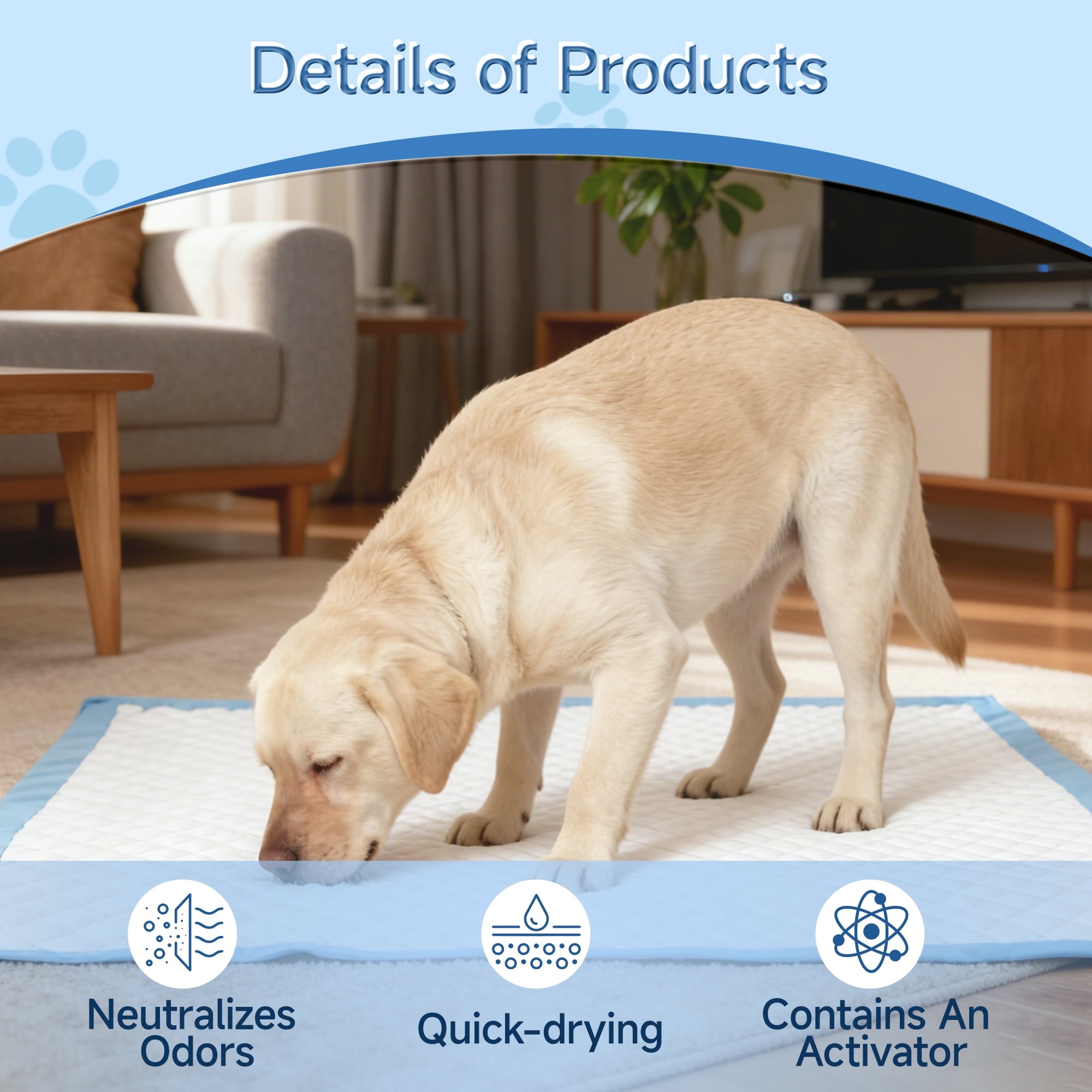 Woonono Puppy Pads Training Pads,Super Absorbent,L,22"X 22",50 Count Disposable Dog Pee Pads