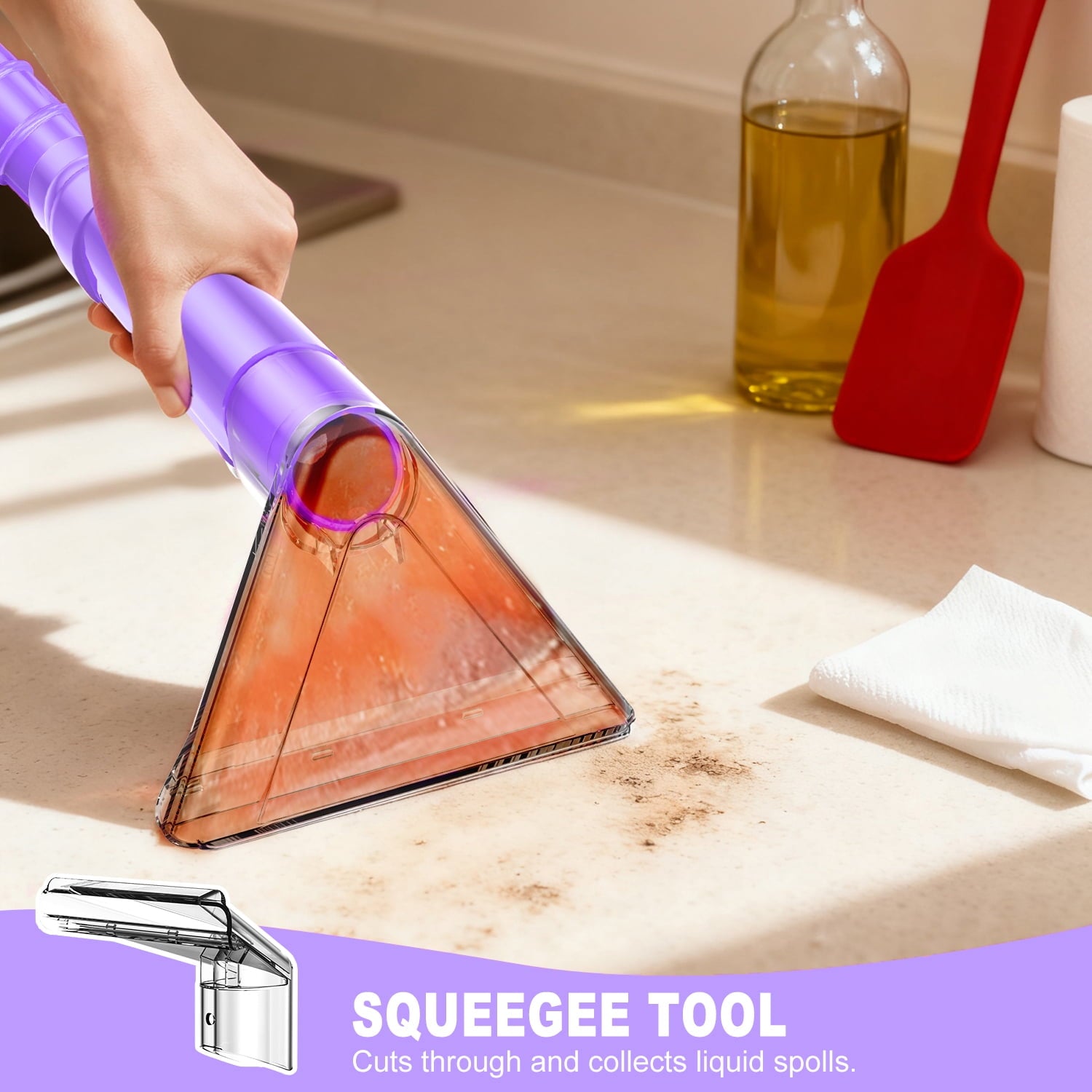 SUXIANGVAC Portable Carpet and Upholstery Spot Cleaner, 30Kpa Powerful Suction, Lightweight Compact Deep Cleaner for Home and Car, Purple(Version without cleaning solution)