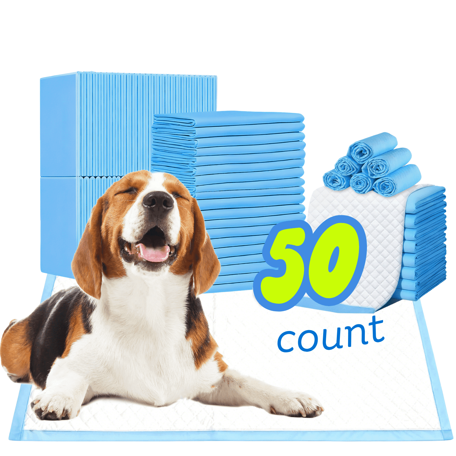 Woonono Puppy Pads Training Pads,Super Absorbent,L,22"X 22",50 Count Disposable Dog Pee Pads